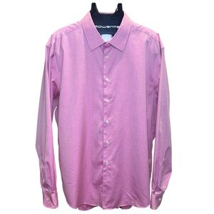 Egara Men’s XXL Button Up Dress Shirt Non Iron Pink Diamond Pattern Cotton